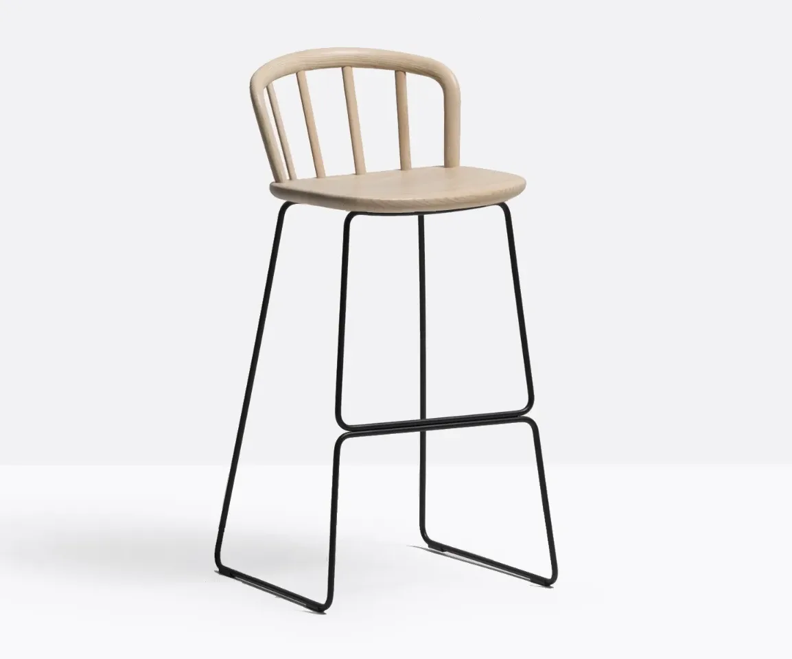 Pedrali NYM 2859 Wooden Stool with Metal Legs